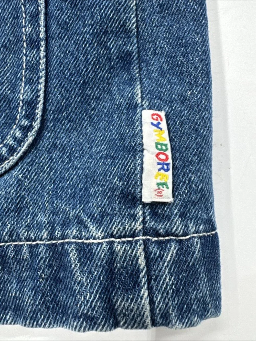 Vintage Gymboree Denim Jacket Boys Large 6-7 Blue Chore Coat Lined Button Jean